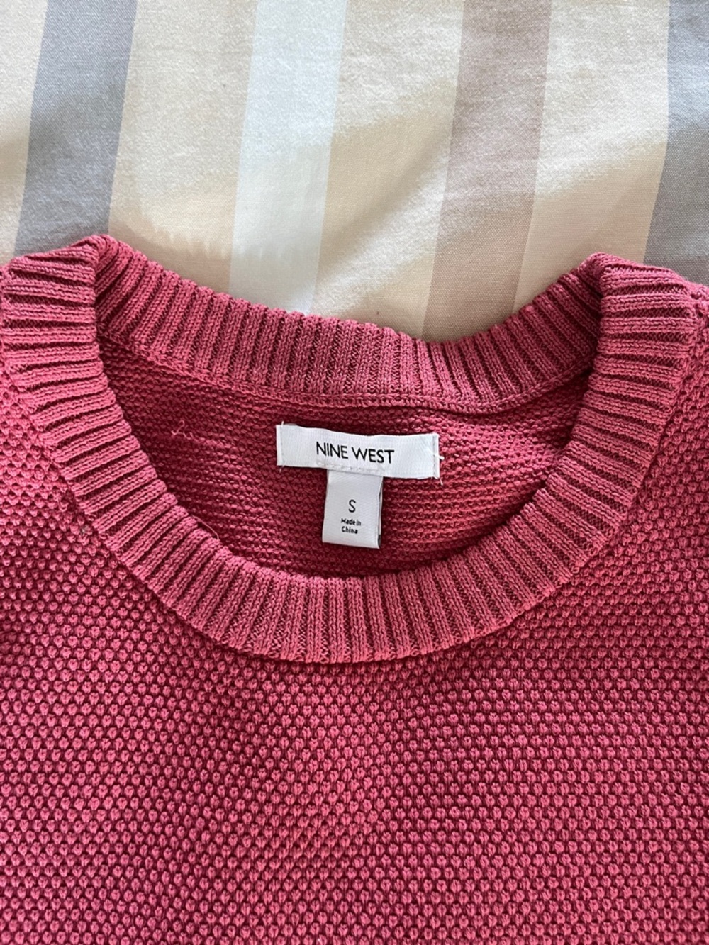 Nine West Berry Short Puff-Sleeve Crewneck Sweater - Picture 3 of 3